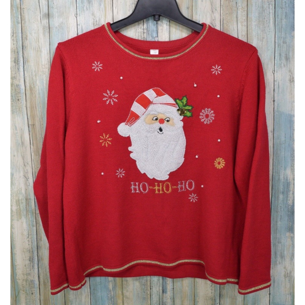 Santa Claus Red Ugly Christmas Red Sweater Size XXL Ho Ho Ho